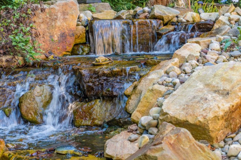 Water feature hardscaping completed in Dayton, MD