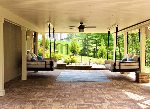 Swings Under Covered Patio After Outdoor Patio Installation in Fulton, Brookeville, Marriottsville, Olney, Highland, Howard County